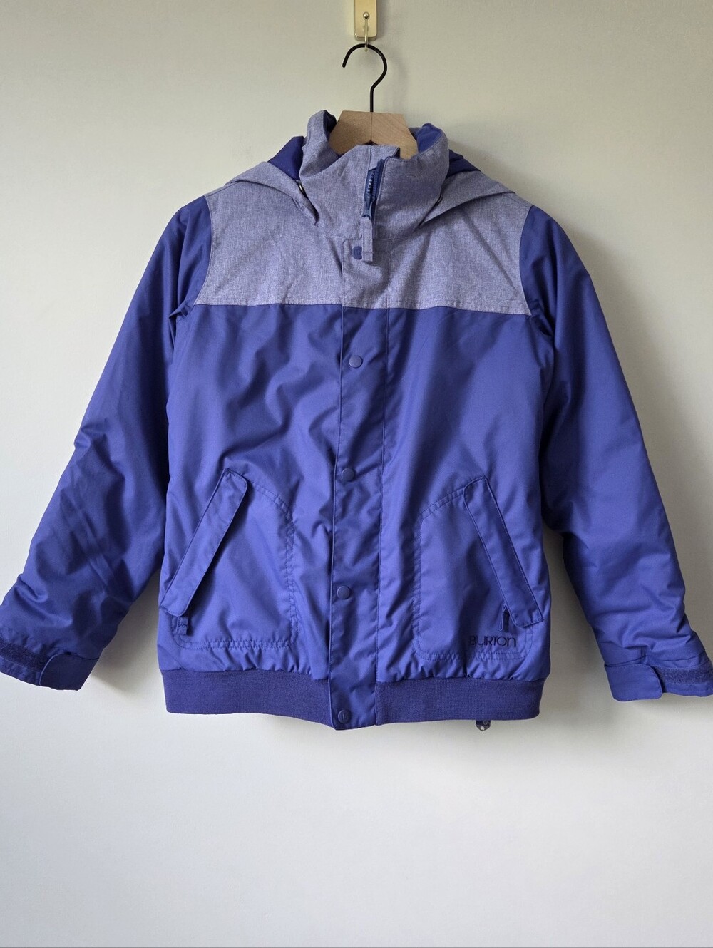Burton Purple Gray DryRide Hooded Insulated Snow Jacket Girls Size Medium